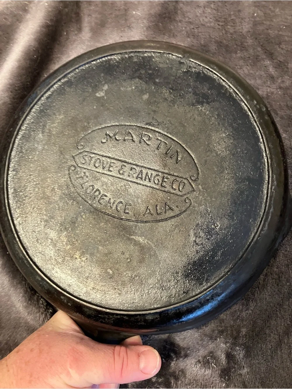 Martin Cast Iron #7 Shallow Skillet with Hamburger Logo